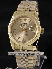Replica Rolex DateJust Watch Automatic Movement Gold Dial